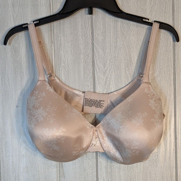 Bali Underwire Bra Nude/Cream Floral 3 Hook Bra EUC SZ 36DD - Picture 3 of 7